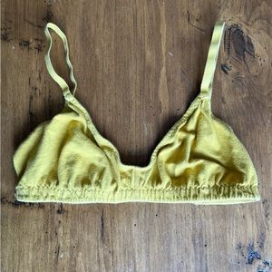 Pansy lovely goldenrod yellow organic cotton bra, medium